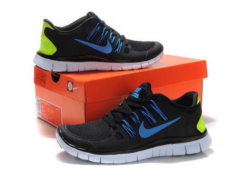 nike Free Run 5.0 V2 Mens Running Shoes New Breathable Black Blue (2)